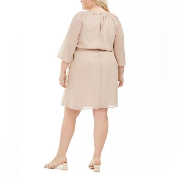 City Studio Champagne Cream Mid Length Boho Formal Dress Elastic Waist size 2X - Picture 2 of 16